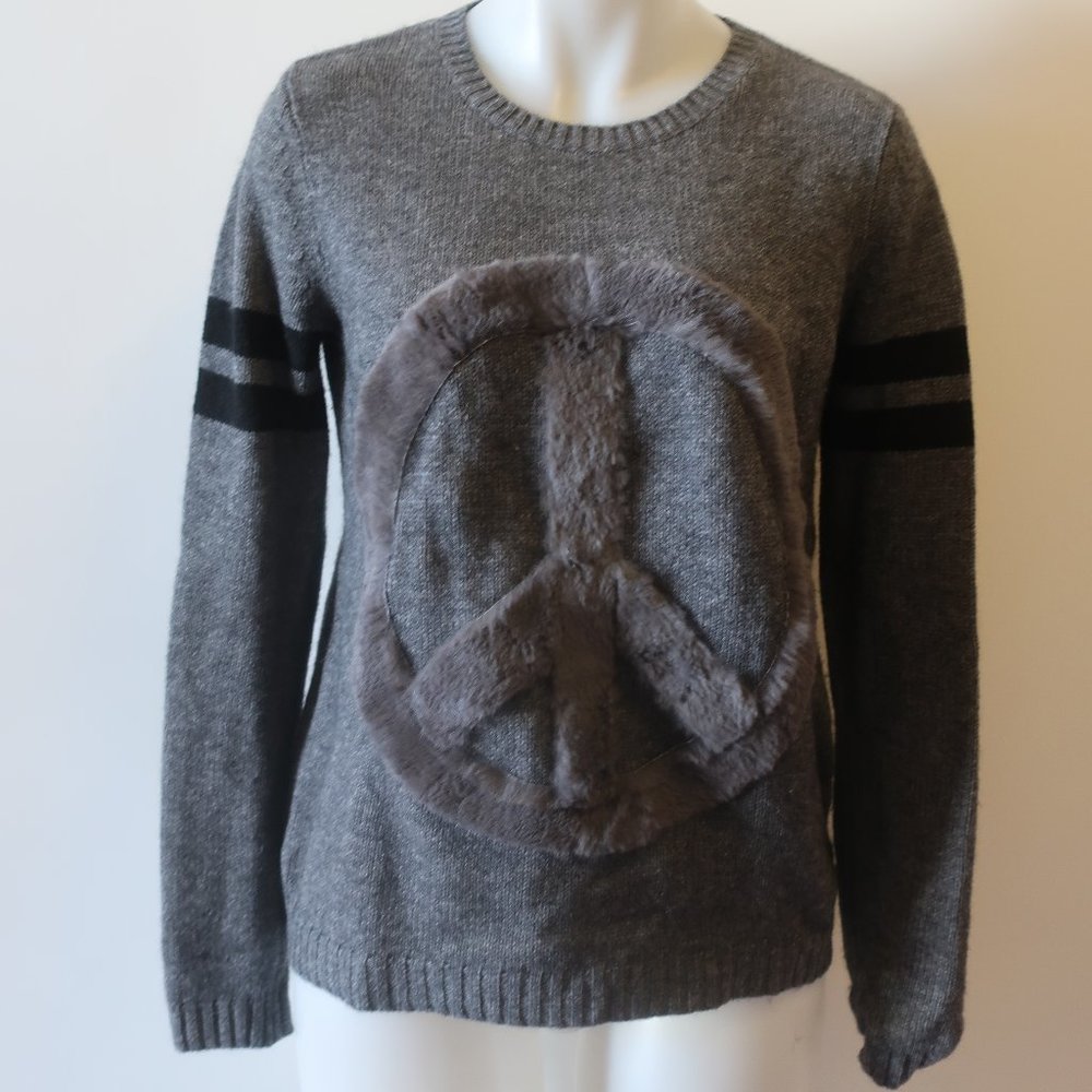 Womens Princess Goes Hollywood Wool Cashmere Faux Fur Peace Sweater 36 US/S *